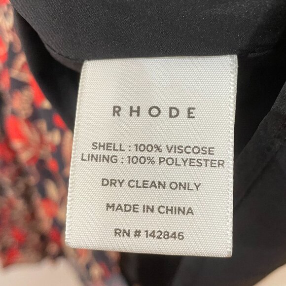 New Rhode Caro Floral Wrap Mini Dress Black Red Medium $565 - Picture 7 of 8